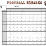 100 football Squares Game Printable 10×10 football Squares