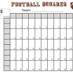 50 football Squares Game Printable 5×10 football Squares