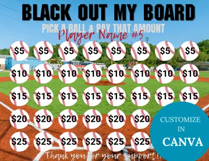 Baseball pick a date to donate, Baseball Fundraiser, pay the date, black out my board, baseball calendar fundraiser, team fundraiser