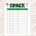 Cheer Snack Sign Up Sheet