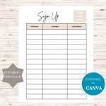 Editable Mailing List sign in sheet