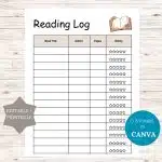 Reading Log Printable