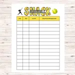 Softball Snack Sign Up Sheet Printable