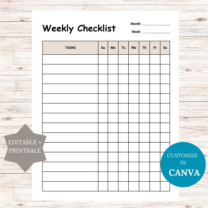 Weekly Checklist