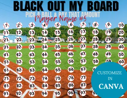Baseball pick a date to donate, Fundraiser, pay the date, baseball fundraiser calendar, black out my board, baseball, 100