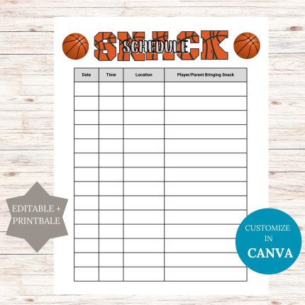 basketball snack sign up sheet