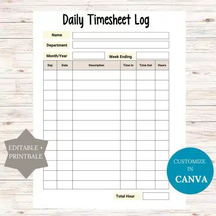 daily timesheet log