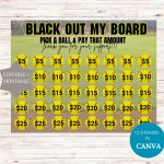 editable blackout softball fundraiser 40 days printable