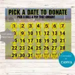 editable pick a date to donate Calendar Fundraiser softball
