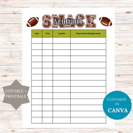 football snack sign up sheet