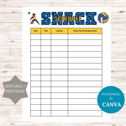 volleyball snack sign up sheet