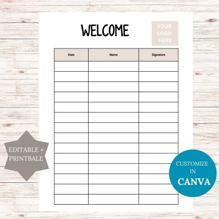 welcome sign in sheet