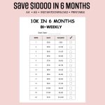 10K in 6 Months Savings Challenge bi-weekly