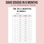 15K in 6 Months Savings Challenge bi-weekly