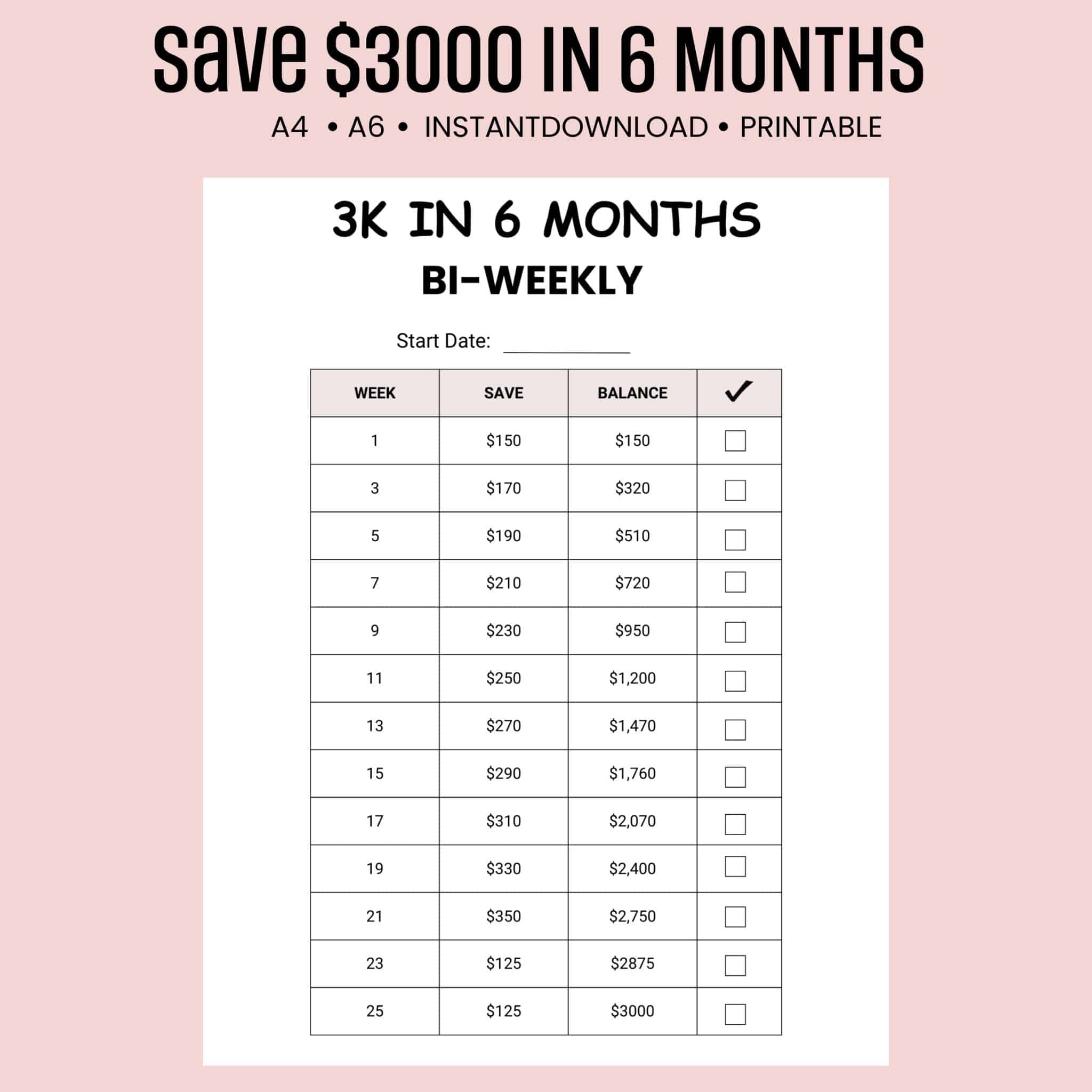 Save 3000 In 6 Months Biweekly