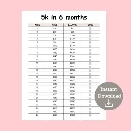 5K in 6 Months Savings Challenge