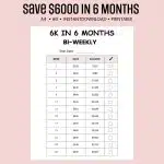 6K in 6 Months Savings Challenge bi-weekly