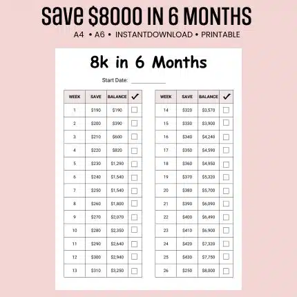 8K in 6 Months Savings Challenge