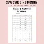 8K in 6 Months Savings Challenge bi-weekly