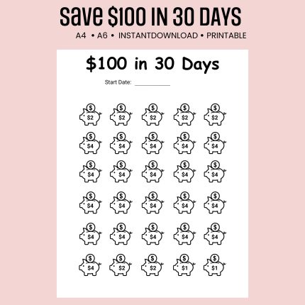 save $1,00 in 30 days challenge