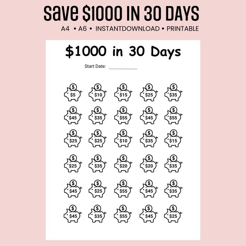 save-1-000-in-30-days-challenge for 1000 Savings Challenge Free Printable save $1,000 in 30 days challenge for 1000 Savings Challenge Free Printable