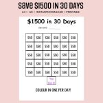 save $1,500 in 30 days challenge