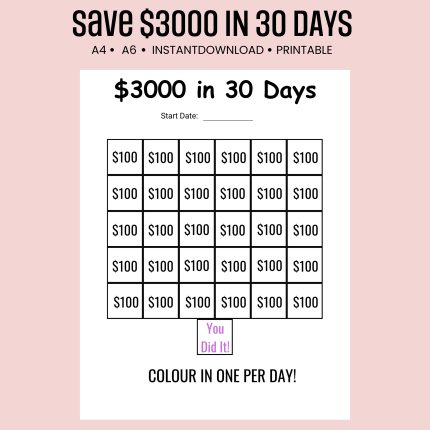 100k Savings Challenge: Simple and Easy Savings Tracker to