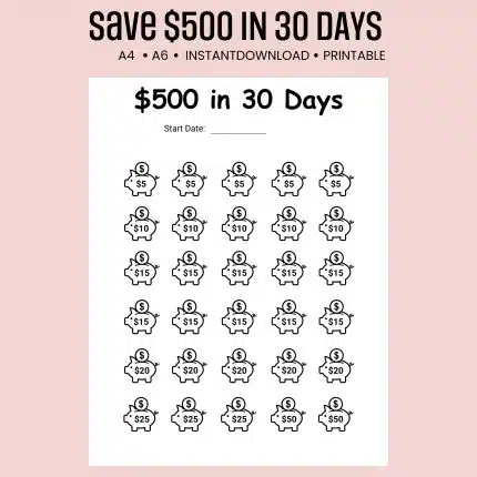 save $500 in 30 days challenge