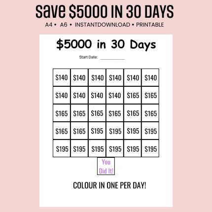 save $5,000 in 30 days challenge