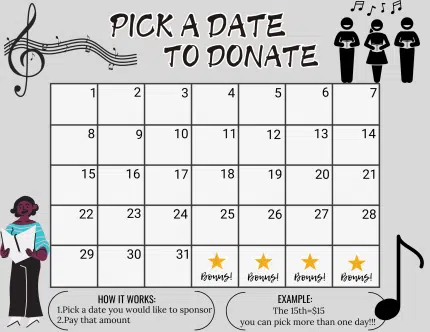 choir pick a date to donate calendar Fundraiser, pay the date