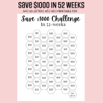$1000 Saving Challenge 52 Weeks