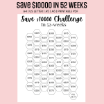 $10000 Saving Challenge 52 Weeks