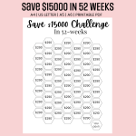 $15000 Saving Challenge 52 Weeks