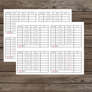 2 Tables Progressive Bridge Tally 8 Person(INSTANT DOWNLOAD)