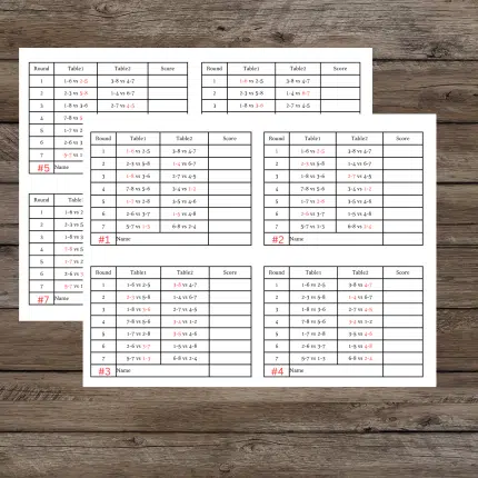 2 Tables Progressive Bridge Tally
