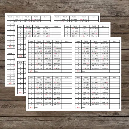 3 Tables Progressive Bridge Tally
