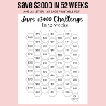 $3000 Saving Challenge 52 Weeks