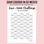$30000 Saving Challenge 52 Weeks
