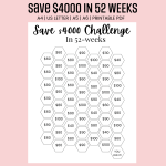 $4000 Saving Challenge 52 Weeks