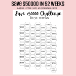 $50000 Saving Challenge 52 Weeks