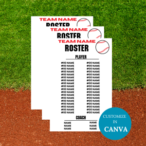 Editable Baseball Team Roster Card Pdf Printable