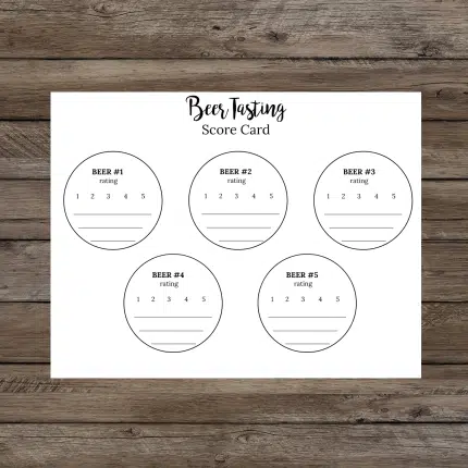Beer Tasting Placemat Beer Tasting scorecard
