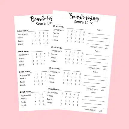 Bourbon tasting scorecard Bourbon tasting notecards