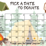 Camp pick a date to donate calendar, INSTANT DOWNLOAD, Fundraiser, pay the date, summer camp fundraiser, camp fundraiser, summer camp calendar