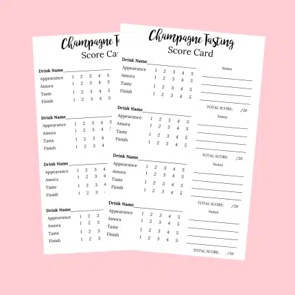 Champagne tasting scorecard Champagne tasting notecards