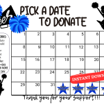 Cheer pick a date to donate calendar fundraiser,pay the date