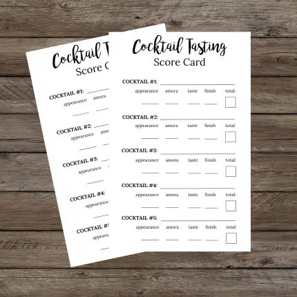 Cocktail Tasting Score Card