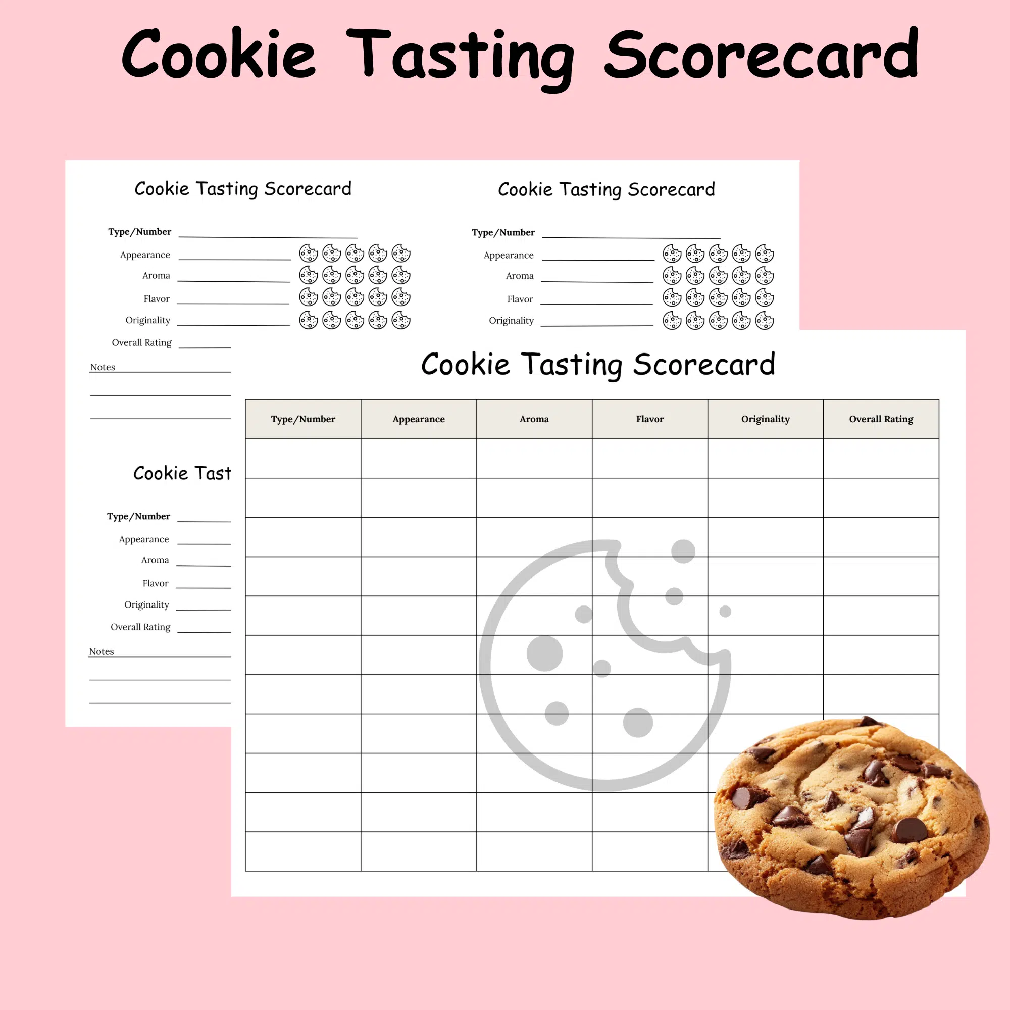 Cookie Tasting Scorecard Cookie Contest Cookie Competition