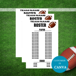 Football team roster card