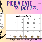 Gymnastics November Pick a Date to Donate Calendar Fundraiser